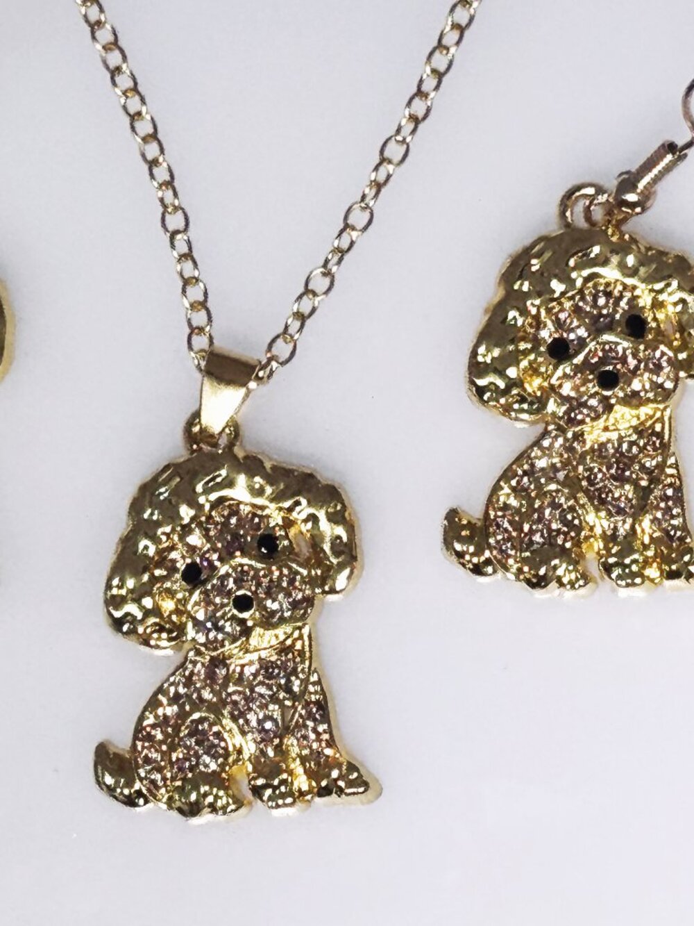 Poodle dog pendant necklace, earrings, adorable, NWOT